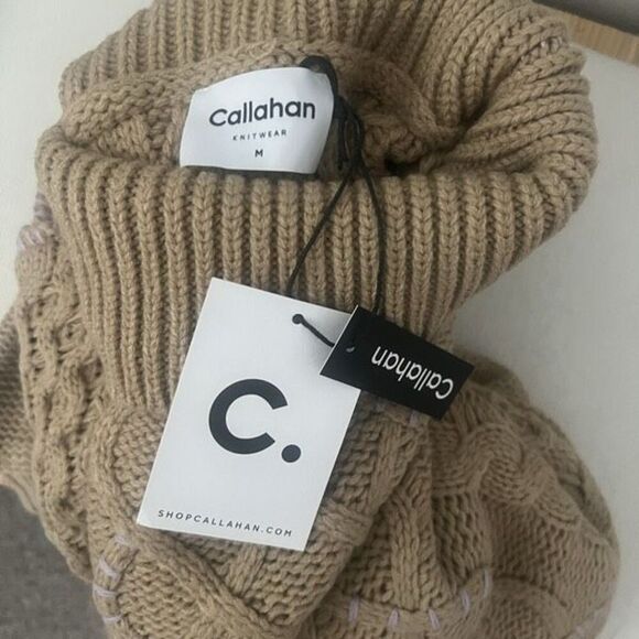 New Callahan Knitwear Cropped Cameron  Tan & Purple Turtleneck Sweater- Medium - Picture 4 of 16